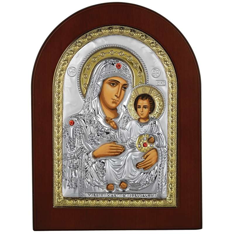 Ασημένια εικόνα Παναγίας Ιεροσολυμίτισσα Prince Silvero 15x21cm