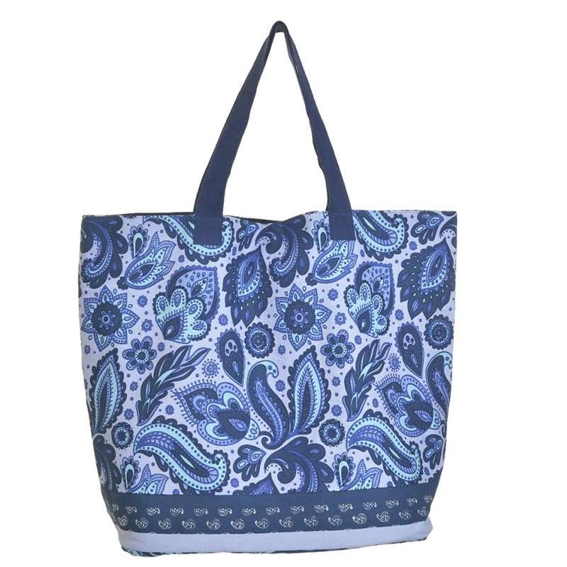 Τσάντα Υφασμάτινη Μπλε/Τυρκουάζ Με Σχέδια (50%Cotton 50% Polyester) 43X20X42/65cm