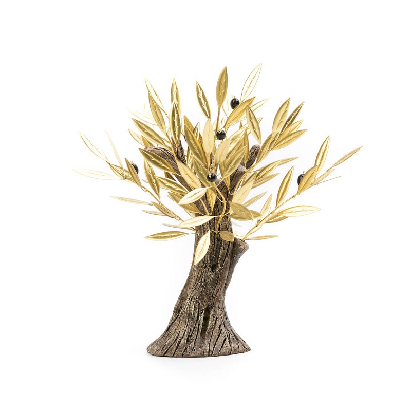 Χειροποίητο Δέντρο Ελιάς Χρυσή Ορείχαλκος-Κεραμικό 21x24cm