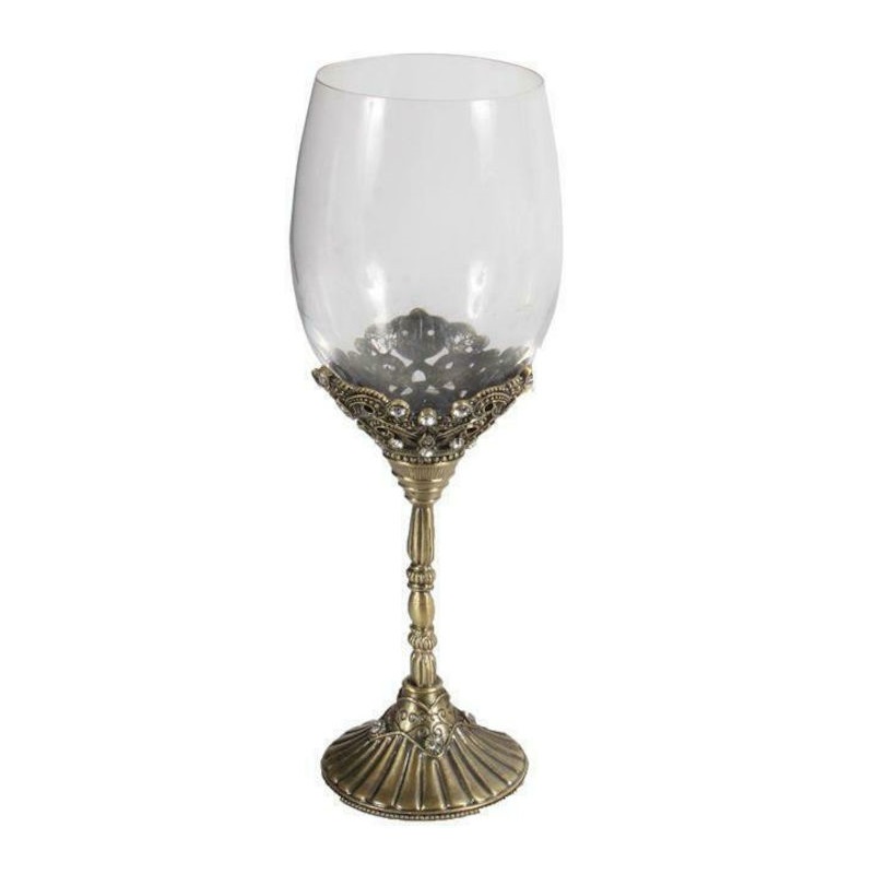 Ποτήρι Γάμου Μεταλλικό με Ζιργκόν Χρυσό 22cm