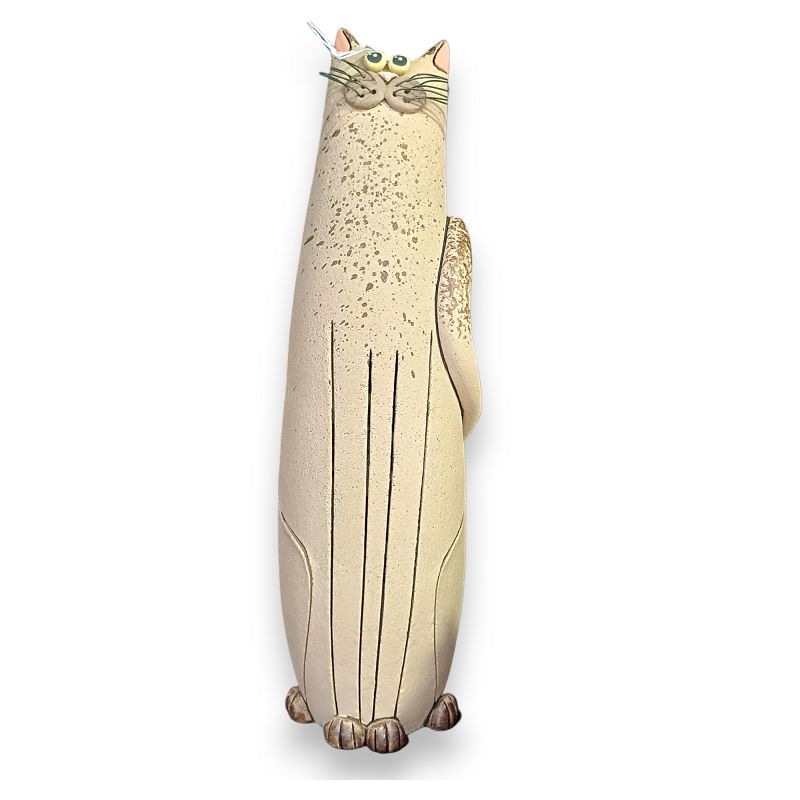 Κεραμική Γάτα Μικρή Μπεζ Χειροποίητη 26cm