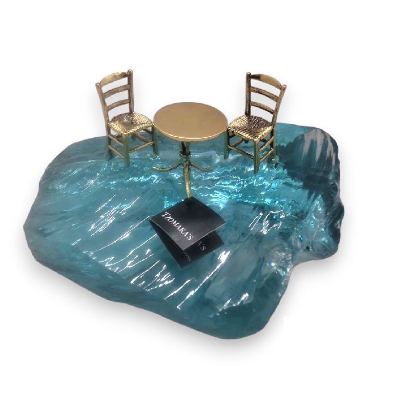 Επίχρυσο Τραπέζι με Καρέκλες Γυαλί 13×11×8cm