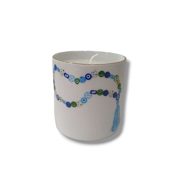 Αρωματικό Κερί σε Πορσελάνη Κομπολόι Μπλε 330ml 8x8cm